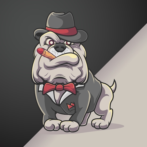 Vector smoking bulldog