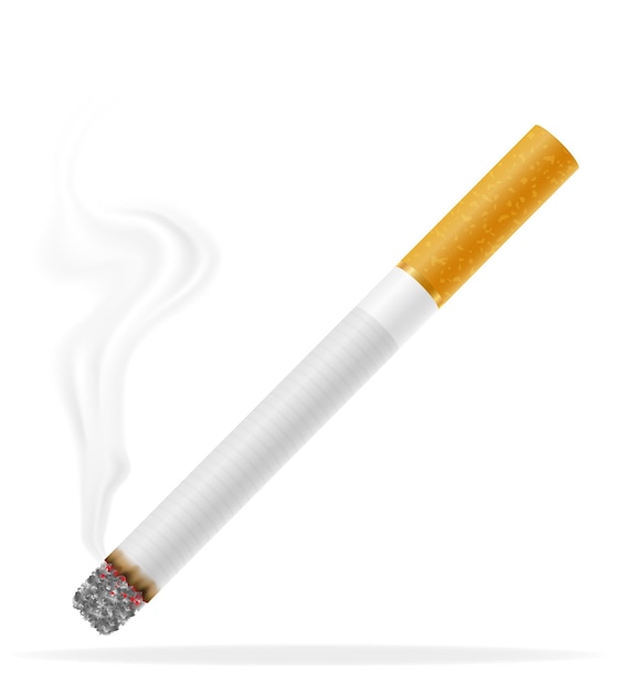 Smoking cigarette with yellow filter on white