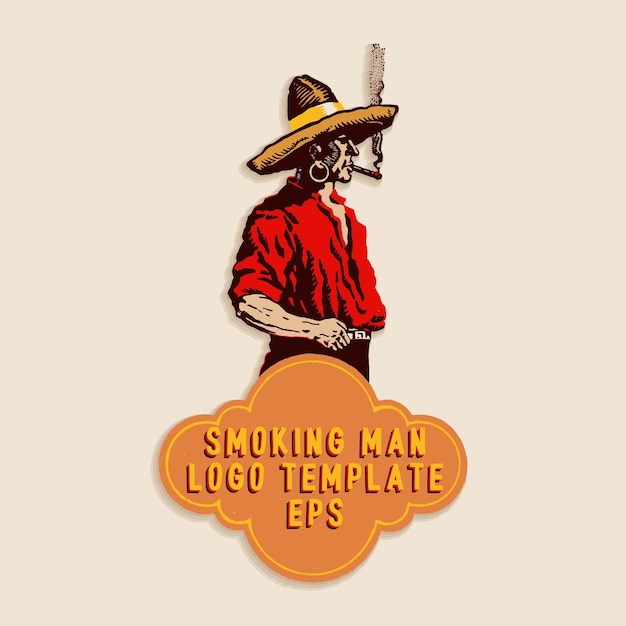 喫煙農家ラテン男古いレトロなビンテージ イラスト ポスター テンプレート デザイン ベクトル要素