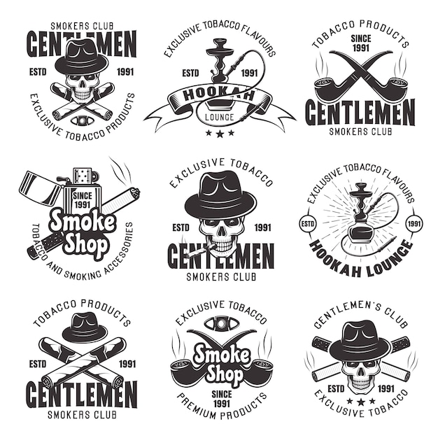 smoking gentlemen's club, smoke shop and tobacco products set