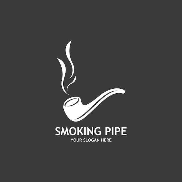 Smoking pipe black and white contour drawing logo