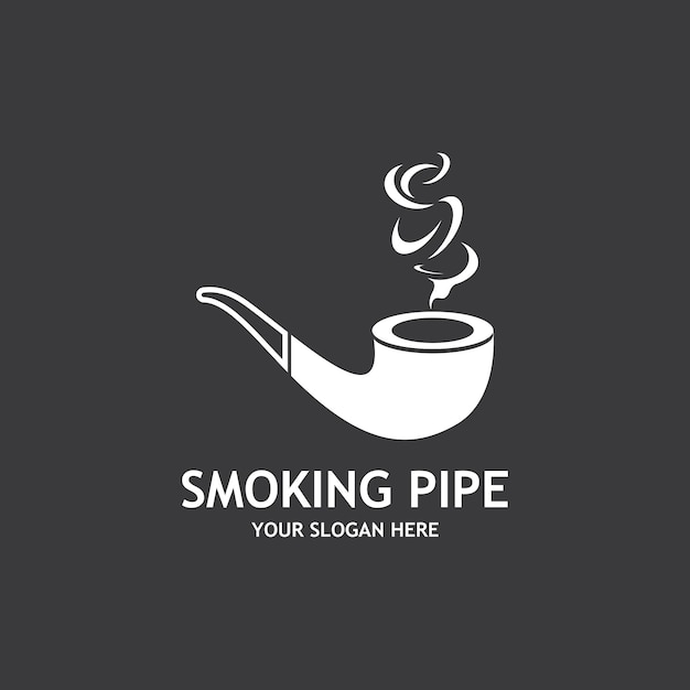 Logo del disegno del contorno in bianco e nero della pipa da fumo