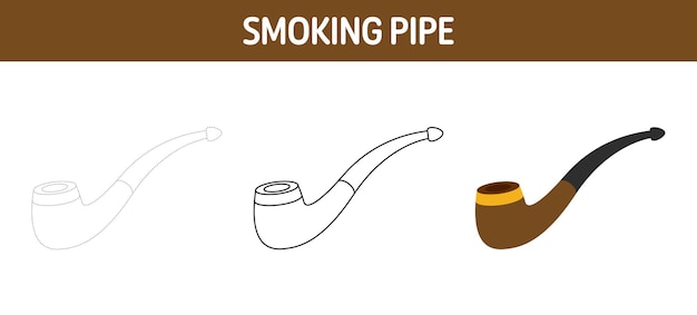 Smoking Pipe tracing and coloring worksheet for kids