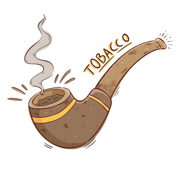 Smoking pipe vector icon isolated on white background vintage brown wooden pipe tobacco