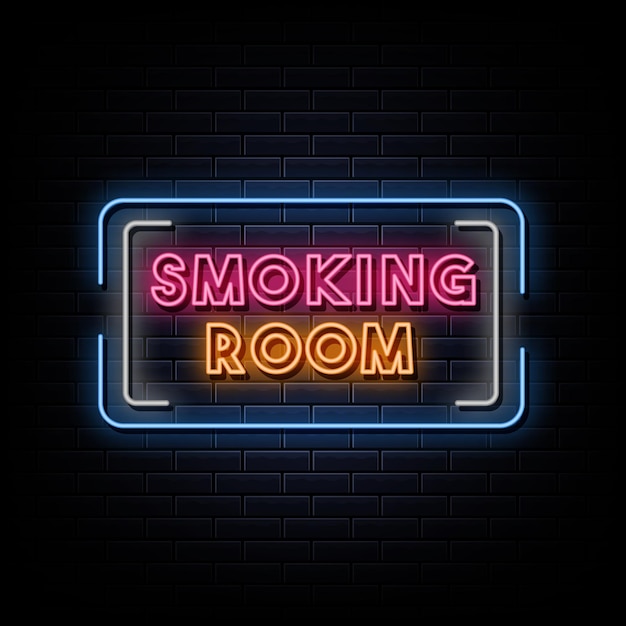 Vector smoking room neon signs style text