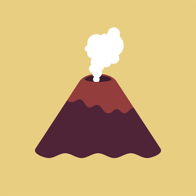 Smoking volcano flat style vector illustration. Volcano icon.