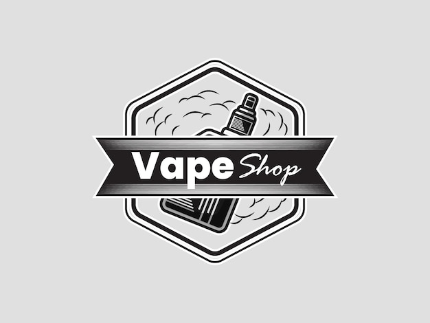 Vettore logo vintage fumoso negozio di vape