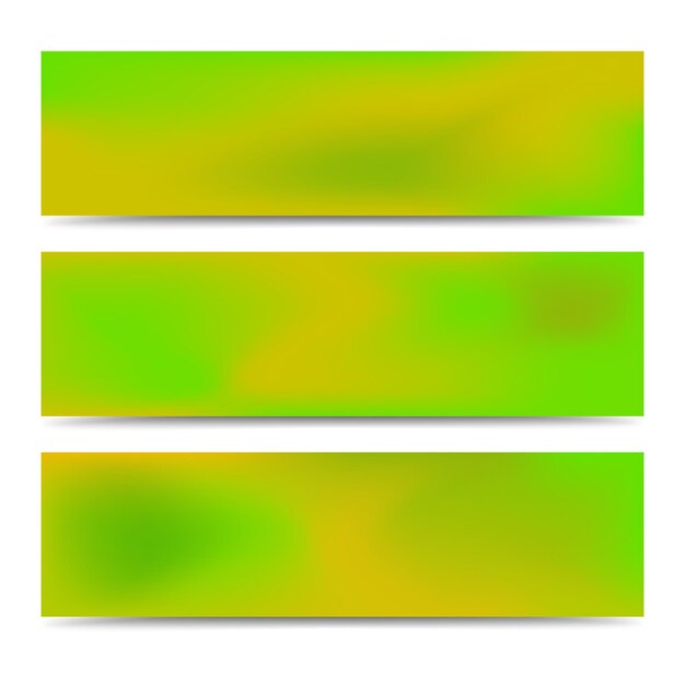 Smooth abstract blurred gradient green banners set. abstract creative multicolored background. vector illustration