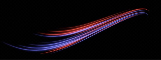 Smooth beam Red and blue light trails bending upward Energy flow speed effect digital shape futuristic glow design