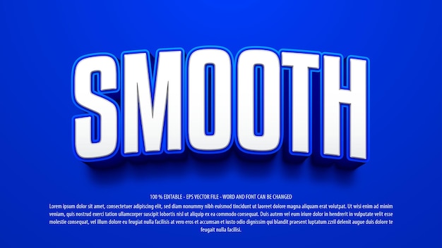 Vector smooth blue bold 3d style editable text effect template