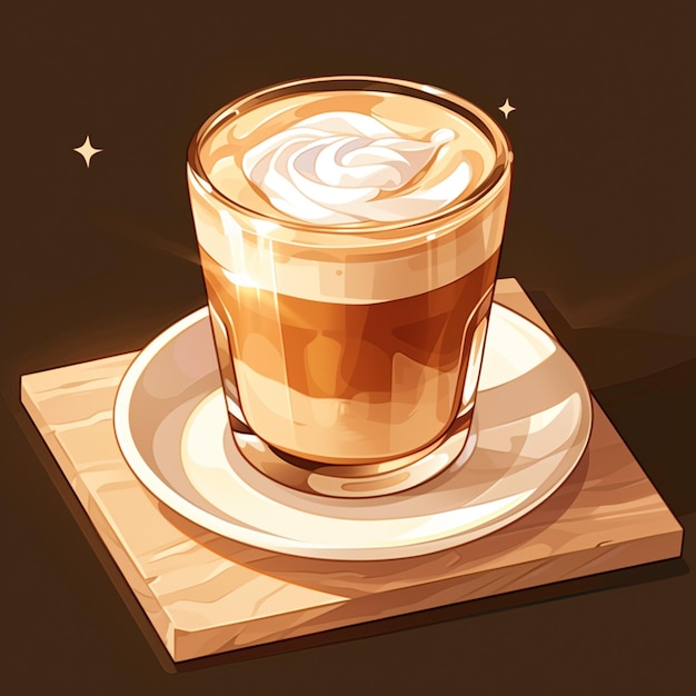 Vector smooth caramel macchiato ochtend cartoon kunst