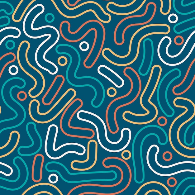 Vector smooth and clean memphis stripe pattern illustration with colorful bold lines
