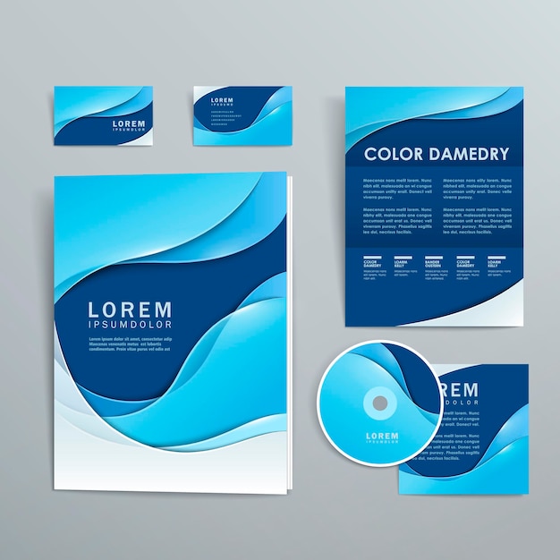 Smooth curve lines corporate identity set