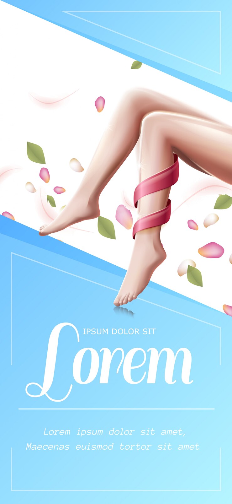 Вектор гладкие женские ножки с идеальной кожей, spa flyer