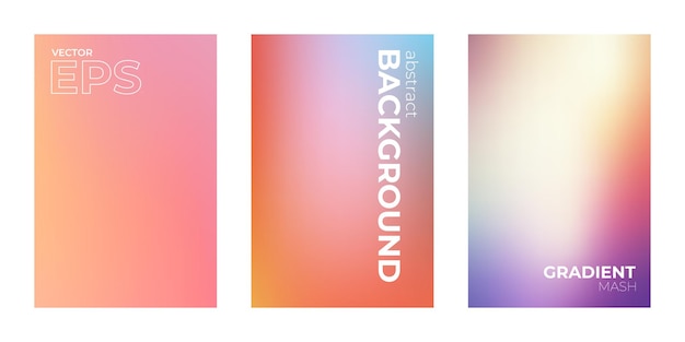 Vector smooth gradient background red orange blue set