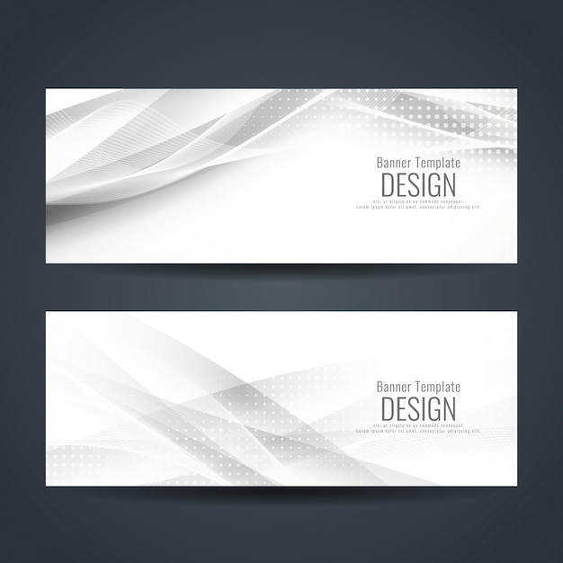 Vector smooth grey wavy banners