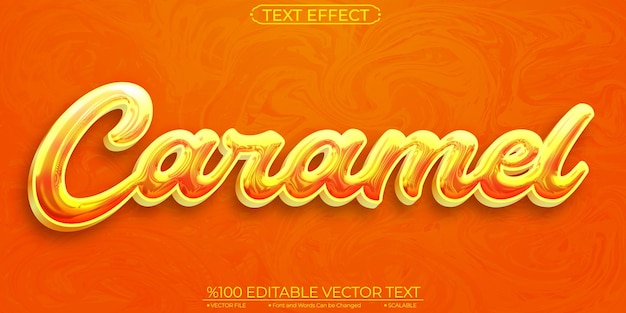 Smooth orange crome caramel editable and scalable vector text effect