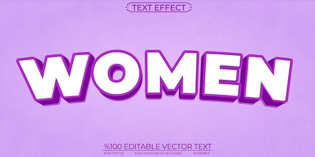 Smooth purple and white women editable and scalable template vector text effect