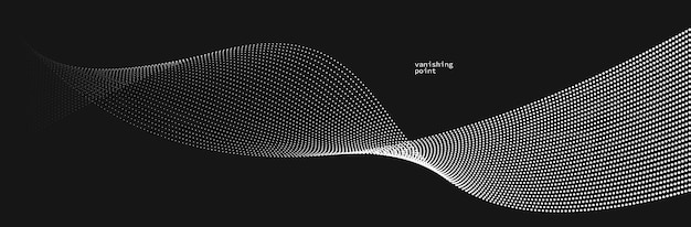スムーズでリラックスした形状のベクトル抽象的な背景で,動いている点の黒い曲線線の上に流れる粒子の波が静かで柔らかい画像です.