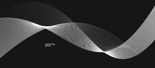 スムーズでリラックスした形状のベクトル抽象的な背景で,動いている点の黒い曲線線の上に流れる粒子の波が静かで柔らかい画像です.