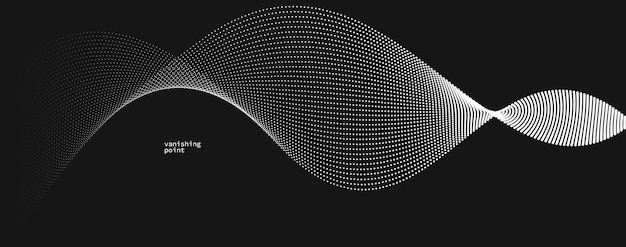 부드럽고 편안한 모양의 터 추상적인 배경은 움직이는 점들의 검은 곡선에 흐르는 입자의 파동으로 조용하고 부드러운 이미지입니다.
