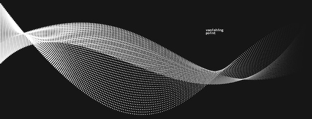 滑滑的和放鬆的形狀向量抽象背景與波動的粒子在黑色曲線線的點在動作平靜和柔和的圖像