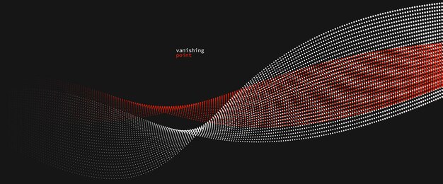 smooth and relaxing shape vector abstract background with wave of flowing particles curve lines of dots in motion red and black tranquil and soft image