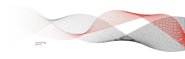 smooth and relaxing shape vector abstract background with wave of flowing particles curve lines of dots in motion red and black tranquil and soft image