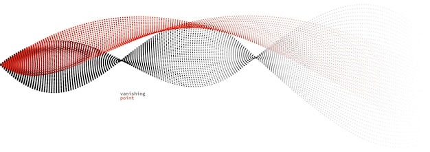 smooth and relaxing shape vector abstract background with wave of flowing particles curve lines of dots in motion red and black tranquil and soft image