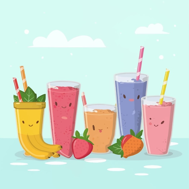 Vector smooth shake fruit illusration