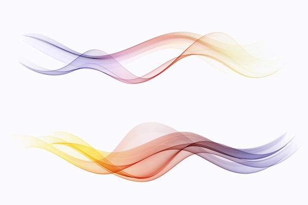 Smooth wave flow of transparent abstract wave color spectrum Set of abstract design elements