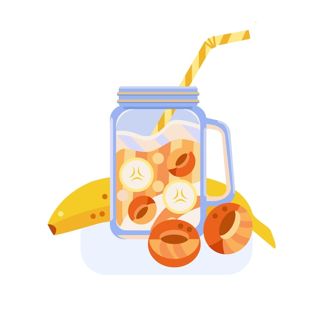 Smoothie banana and apricot cocktail