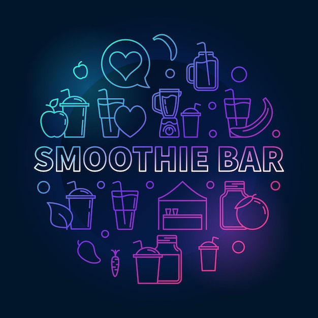 Smoothie bar concept colorful circular vector line symbol