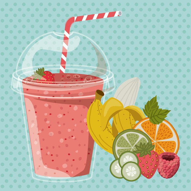 Vector smoothie design over pointed background