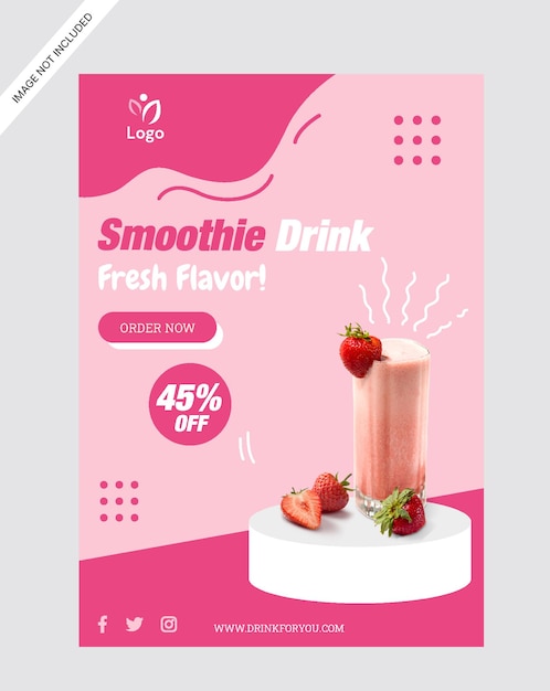 Modello di progettazione del negozio di promozione del poster del volantino della bevanda smoothie