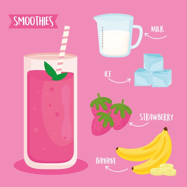 Smoothie fruit ingrediënten instellen pictogrammen