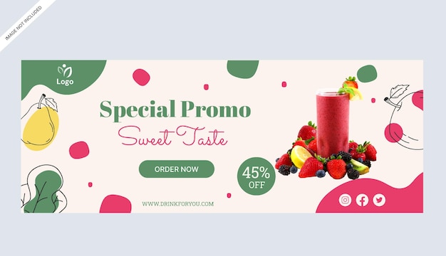 Vector smoothie fruity drink banner store print promotional business design template