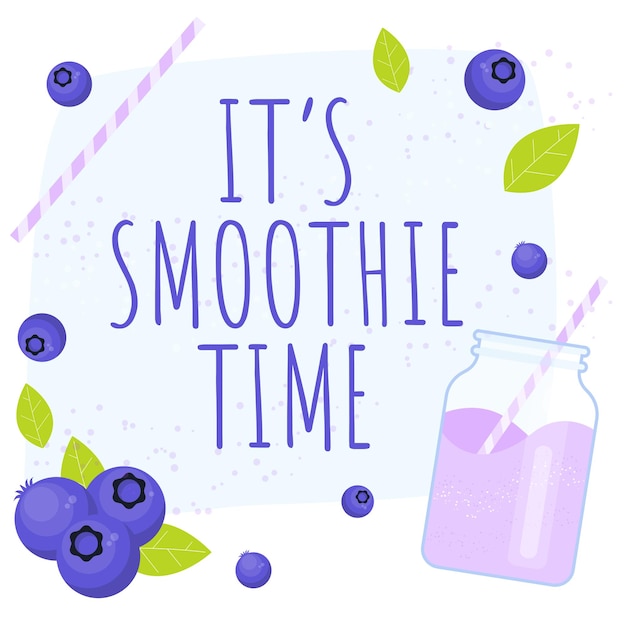 Smoothie met bosbessen paarse bessenmilkshake vectorbanner met smoothie