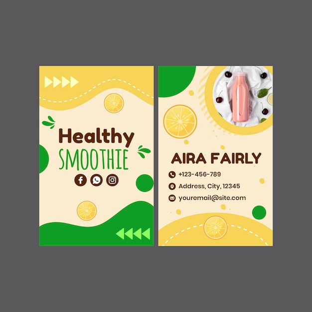 Vector smoothies bar double-sided business card