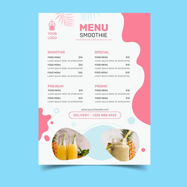 Vector smoothies bar menu