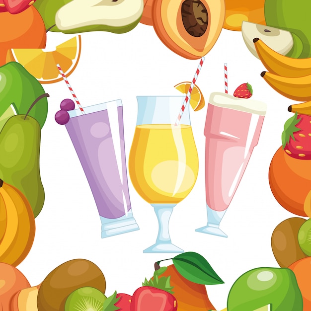 Vector smoothies met fruitkader