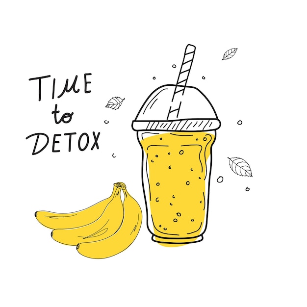 Smoothies of detox cocktaildagposter in doodle-stijl