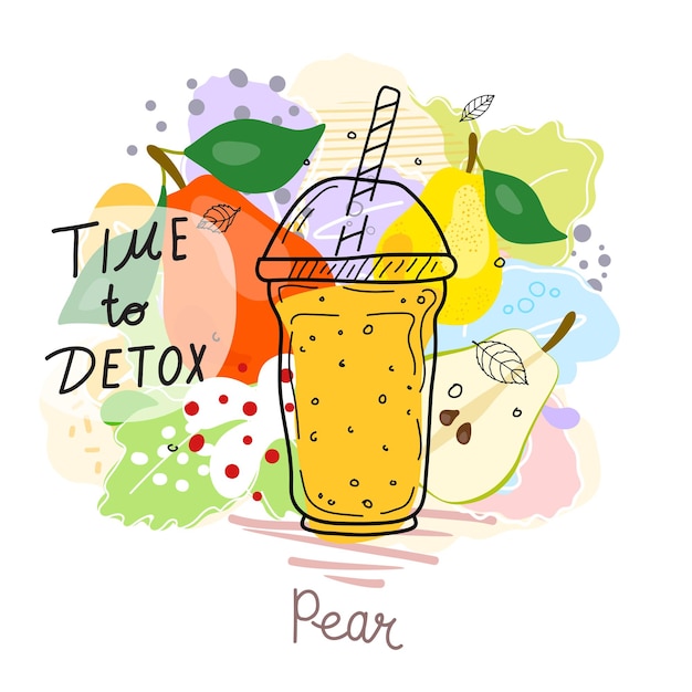 Smoothies of detox cocktaildagposter in doodle-stijl