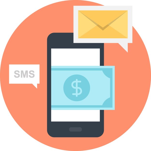 SMS 은행 평평한 웹 아이콘