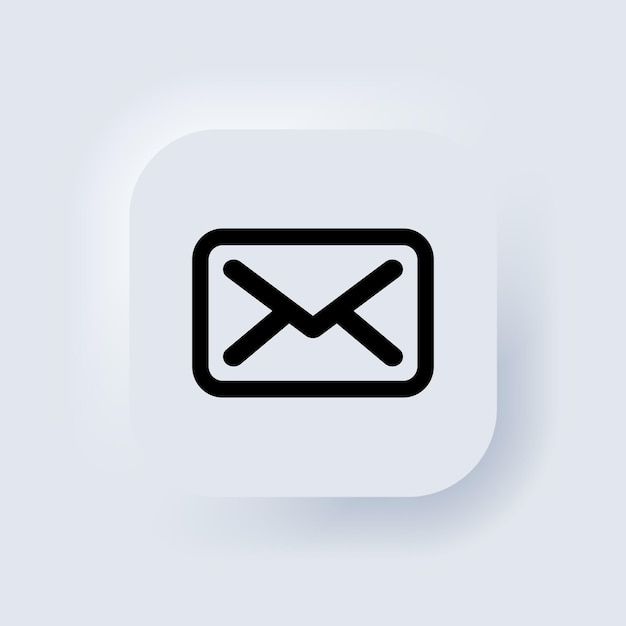 Значок SMS. Диалог, чат, новое сообщение. Новый gmail, электронная почта. Концепция коммуникации. Белая веб-кнопка пользовательского интерфейса Neumorphic UI UX. Неоморфизм. Векторная иллюстрация.