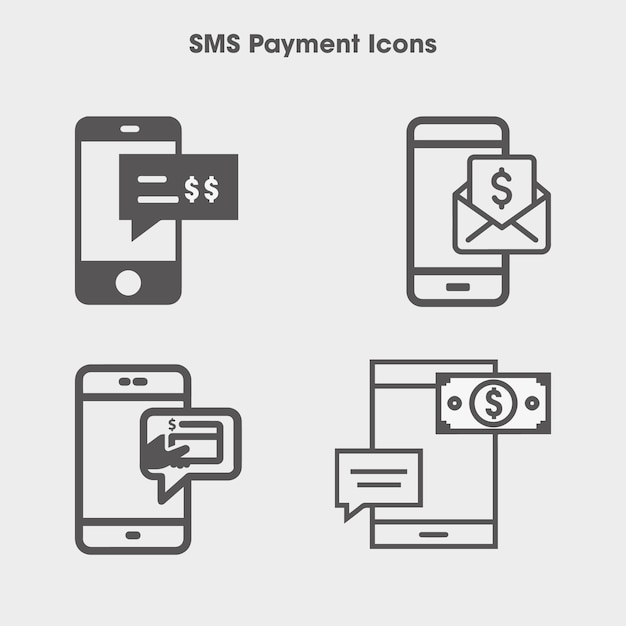 Vettore icone di pagamento via sms