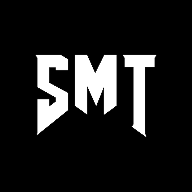スマートフォンのロゴデザイン 黒と白の色の組み合わせ SMTロゴ SMTベクトル SMTデザイン SMTアイコン SMTアルファベット SMTタイポグラフィー