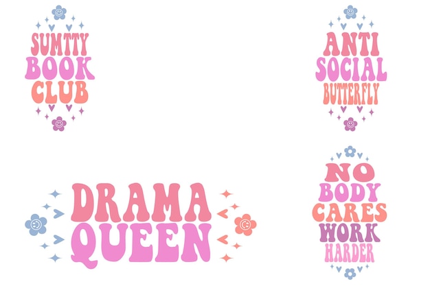 Smutty book club antisocial butterfly drama queen Nobody Cares Work Harder keychain designs