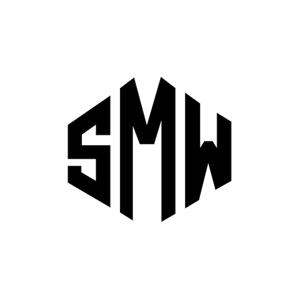 SMW letter logo design with polygon shape SMW polygon and cube shape logo design SMW hexagon vector logo template white and black colors SMW monogram business and real estate logo