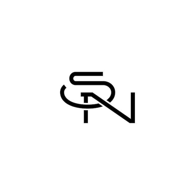 Вектор sn монограмма дизайн логотипа буква текст имя символ монохромный логотип алфавит символ простой логотип